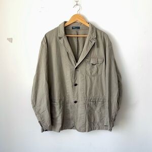 Vintage Polo Ralph Lauren Linen Cotton Khaki Safari Jacket Size XL Blazer Chore
